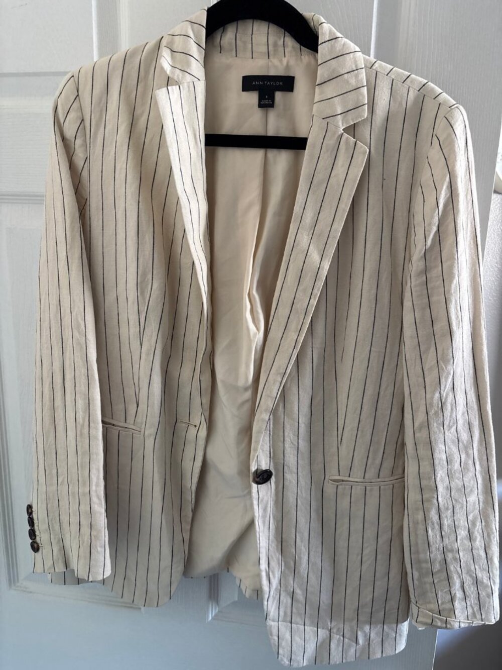 Ann Taylor Linen Blend Pinstripe Blazer - Size 8